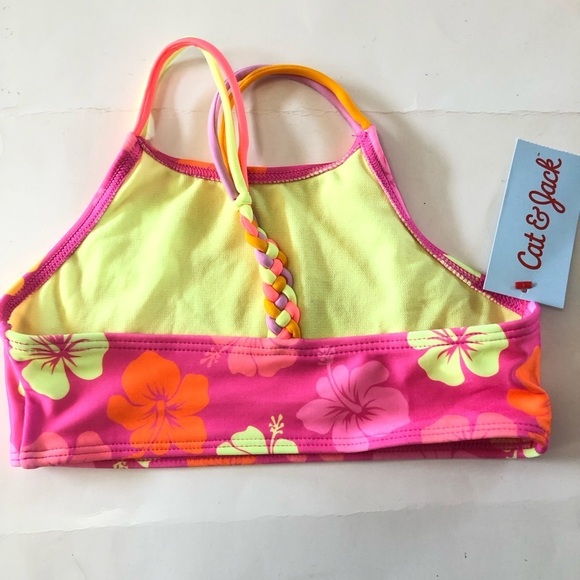 Bundle 3 Pc Cat & Jack Art Class Pink Floral Bikini Set with Skirt Coverup S 6/7 - Picture 5 of 13